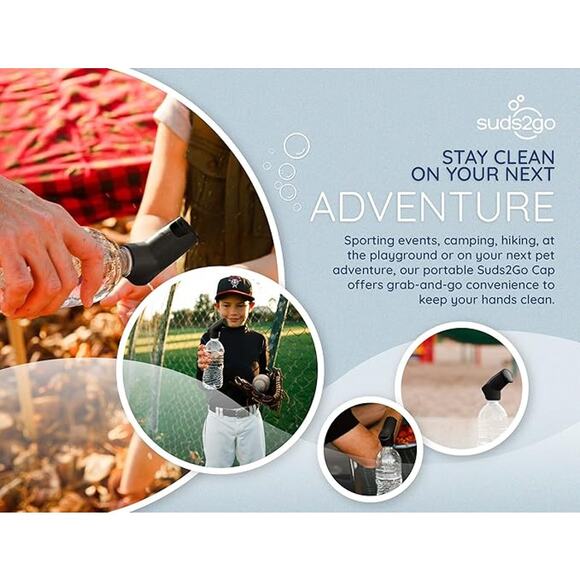 NWT Suds2Go Refillable Caps 2-Pack – Turns Bottles Into Portable Handwashing - Picture 4 of 4